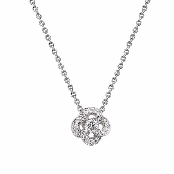shaun leane Entwined Petal Flower Necklace - 18ct White Gold & 0.10ct Diamond