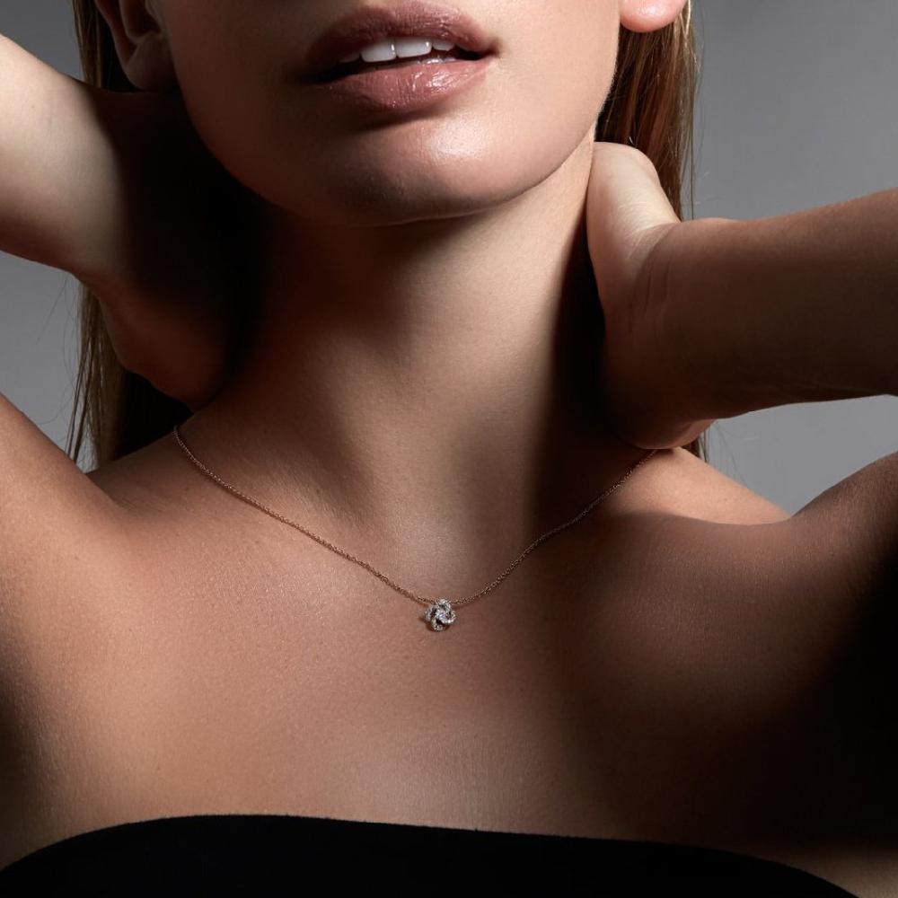 Shaun Leane Entwined Petal Flower Necklace - 18ct Yellow Gold & 0.10ct Diamond