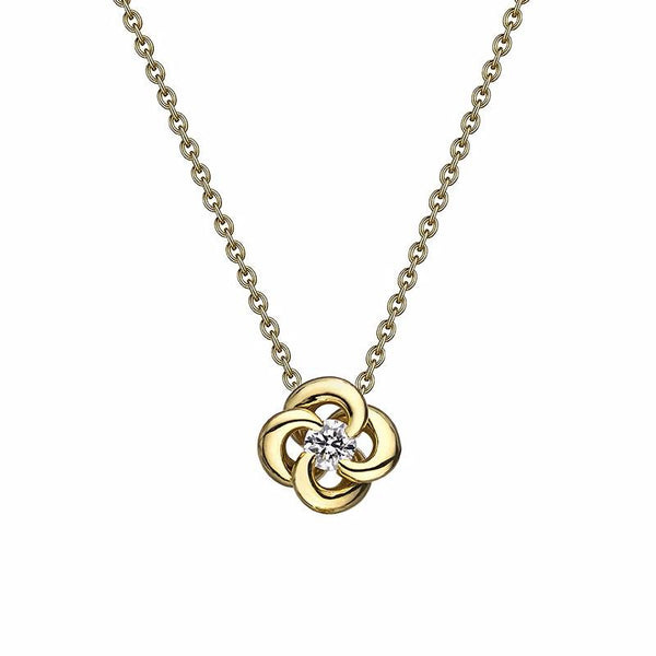 shaun leane Entwined Petal Flower Necklace - 18ct Yellow Gold & 0.10ct Diamond