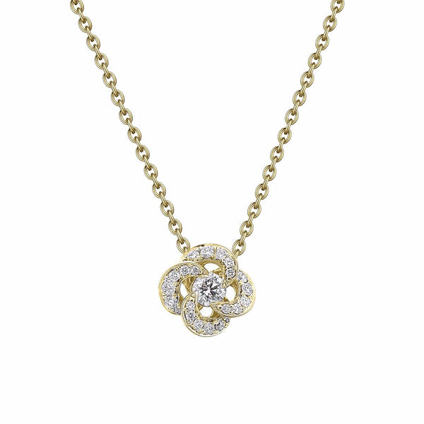 shaun leane Entwined Petal Flower Necklace - 18ct Yellow Gold & 0.10ct Diamond