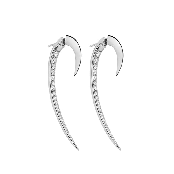 shaun leane Hook Fine Large Earrings - 18ct White Gold & Diamond