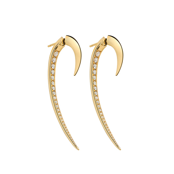 shaun leane Hook Fine Large Earrings - 18ct Yellow Gold & Diamond