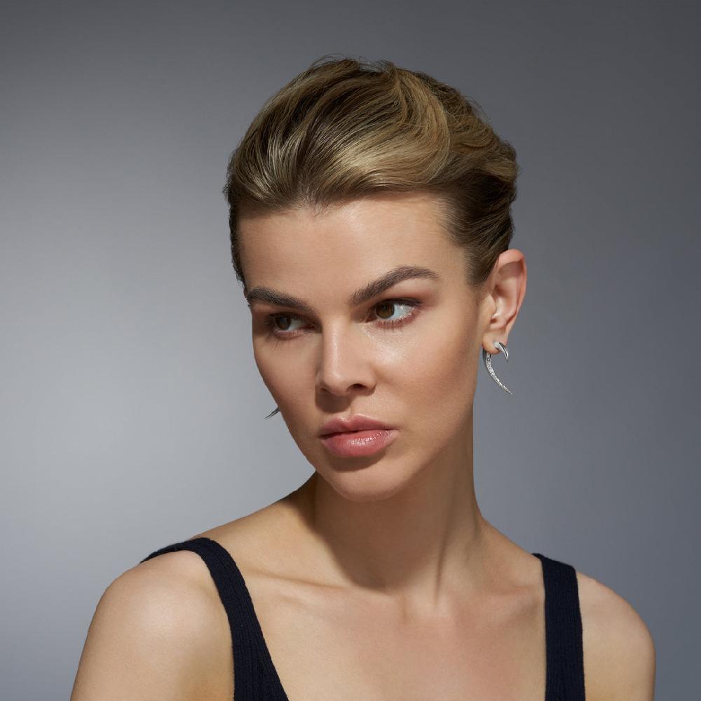 Shaun Leane Hook Fine Small Earrings - 18ct White Gold & Diamond