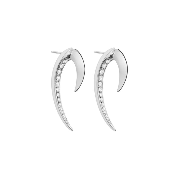shaun leane Hook Fine Small Earrings - 18ct White Gold & Diamond