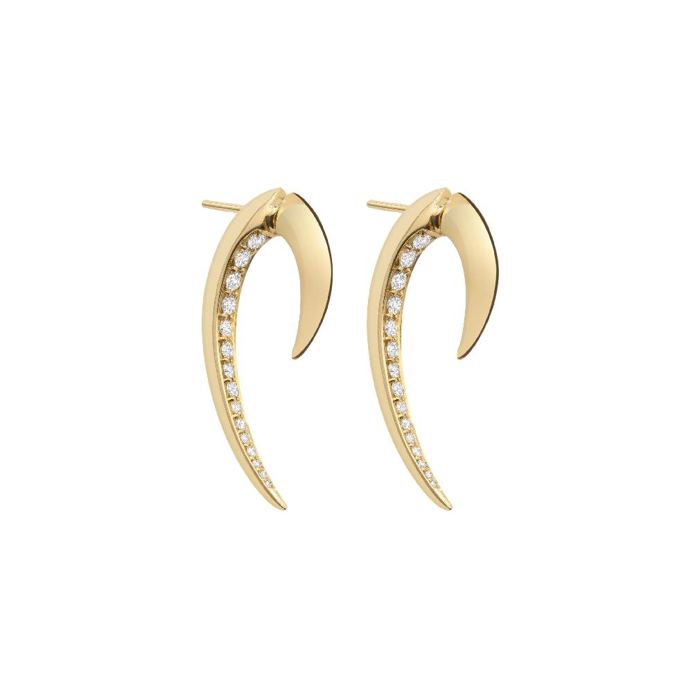 Shaun Leane Hook Fine Small Earrings - 18ct Yellow Gold & Diamond
