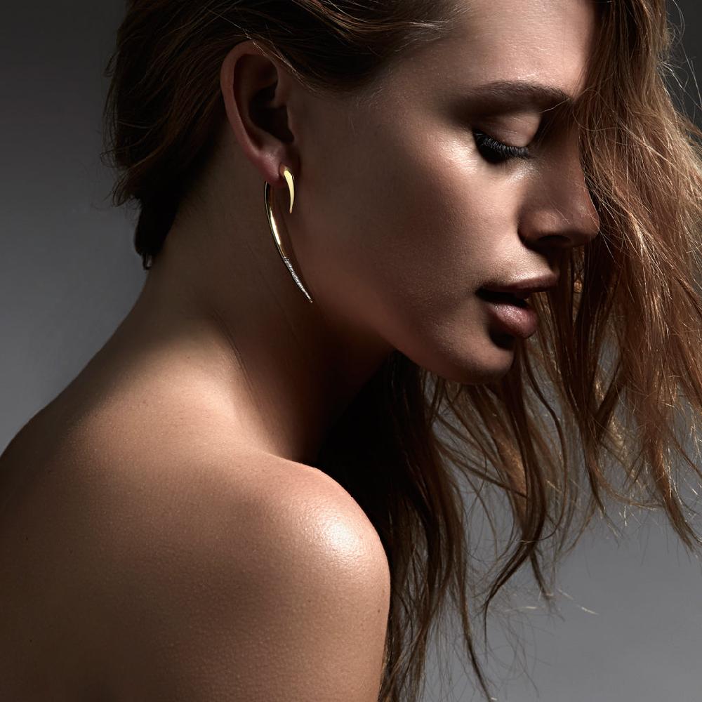 Shaun Leane Hook Large Earrings - Yellow Gold Vermeil & Diamond