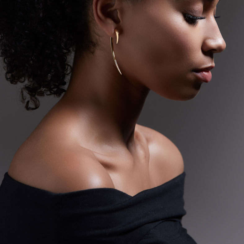 Shaun Leane Hook Large Earrings - Yellow Gold Vermeil & Diamond