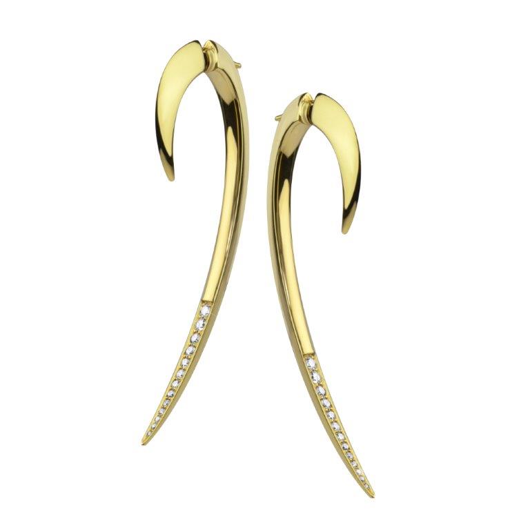 Shaun Leane Hook Large Earrings - Yellow Gold Vermeil & Diamond