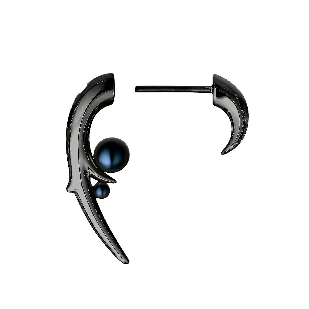 Shaun Leane Hooked Pearl Earrings - Black Rhodium & Black Pearl