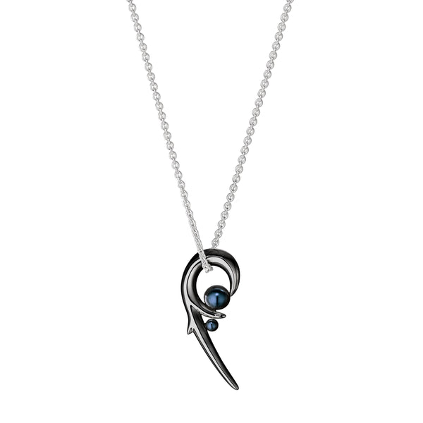 shaun leane Hooked Pearl Pendant - Black Rhodium & Black Pearl