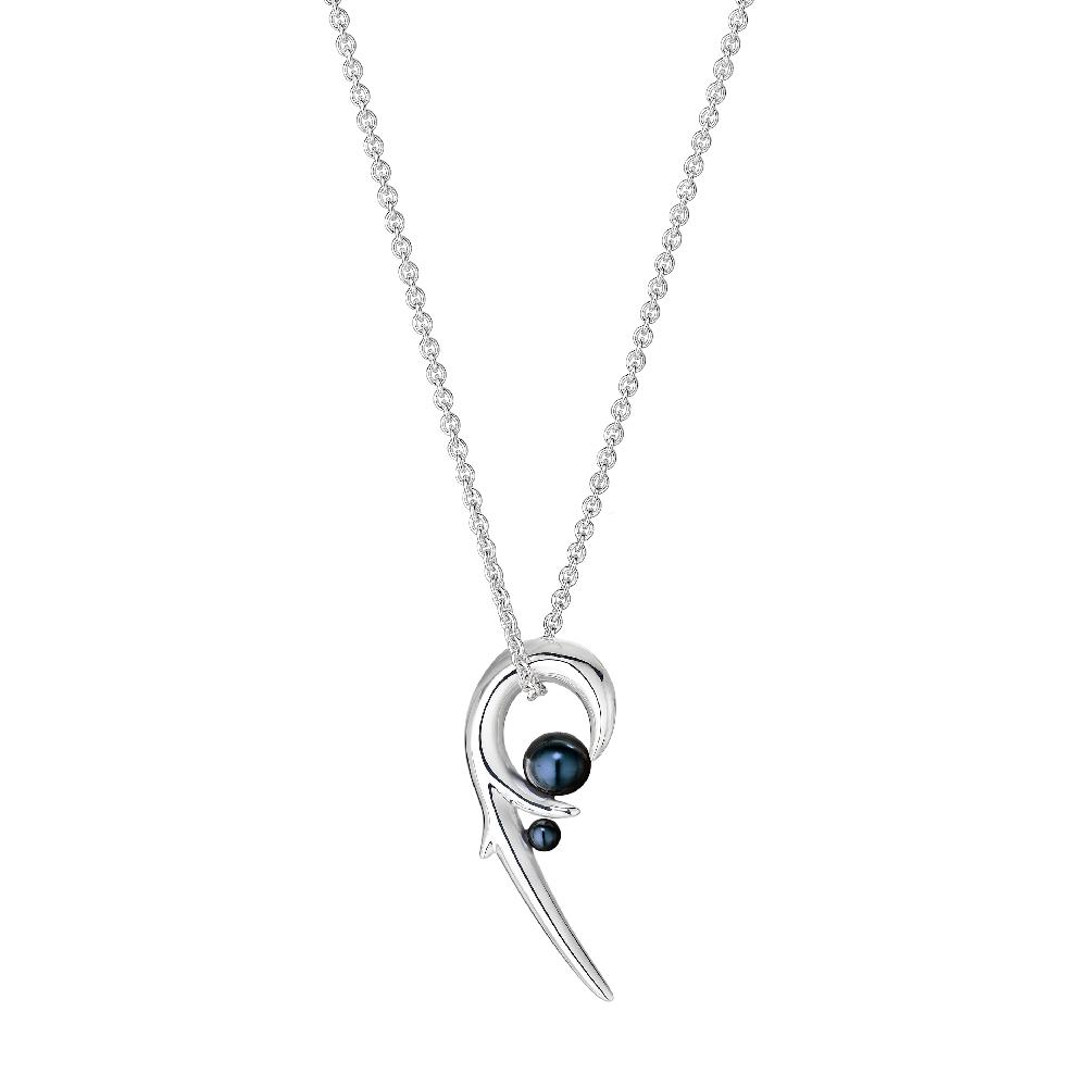 Shaun Leane Hooked Pearl Pendant - Silver & Black Pearl