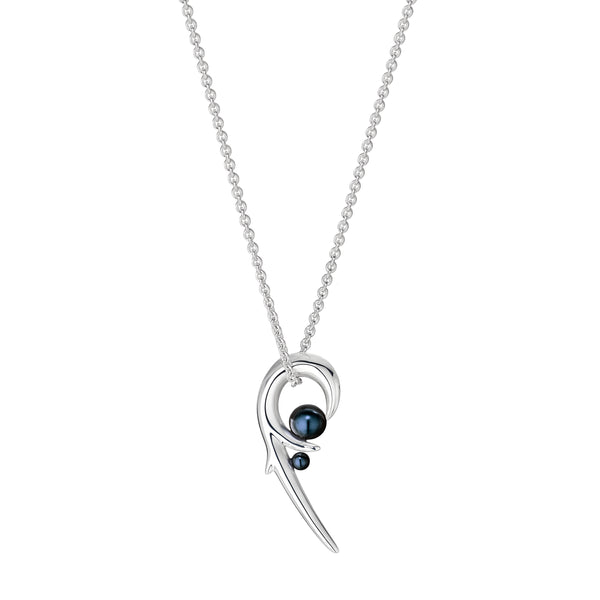shaun leane Hooked Pearl Pendant - Silver & Black Pearl