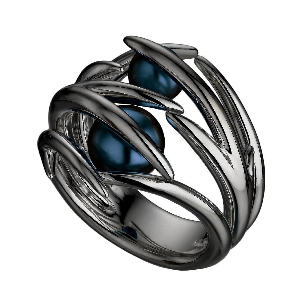 Shaun Leane Hooked Pearl Ring - Black Rhodium & Black Pearl