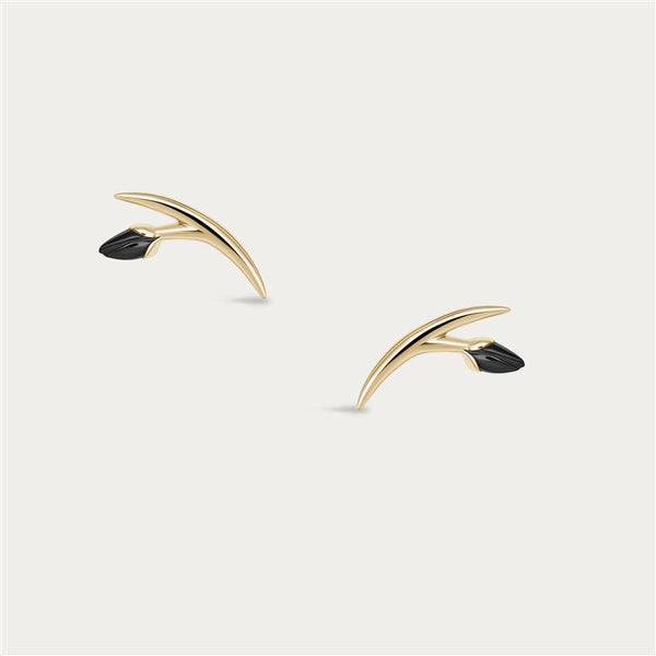 shaun leane Iconic Silhouettes Black Orchid Bud Earrings - Yellow Gold Vermeil
