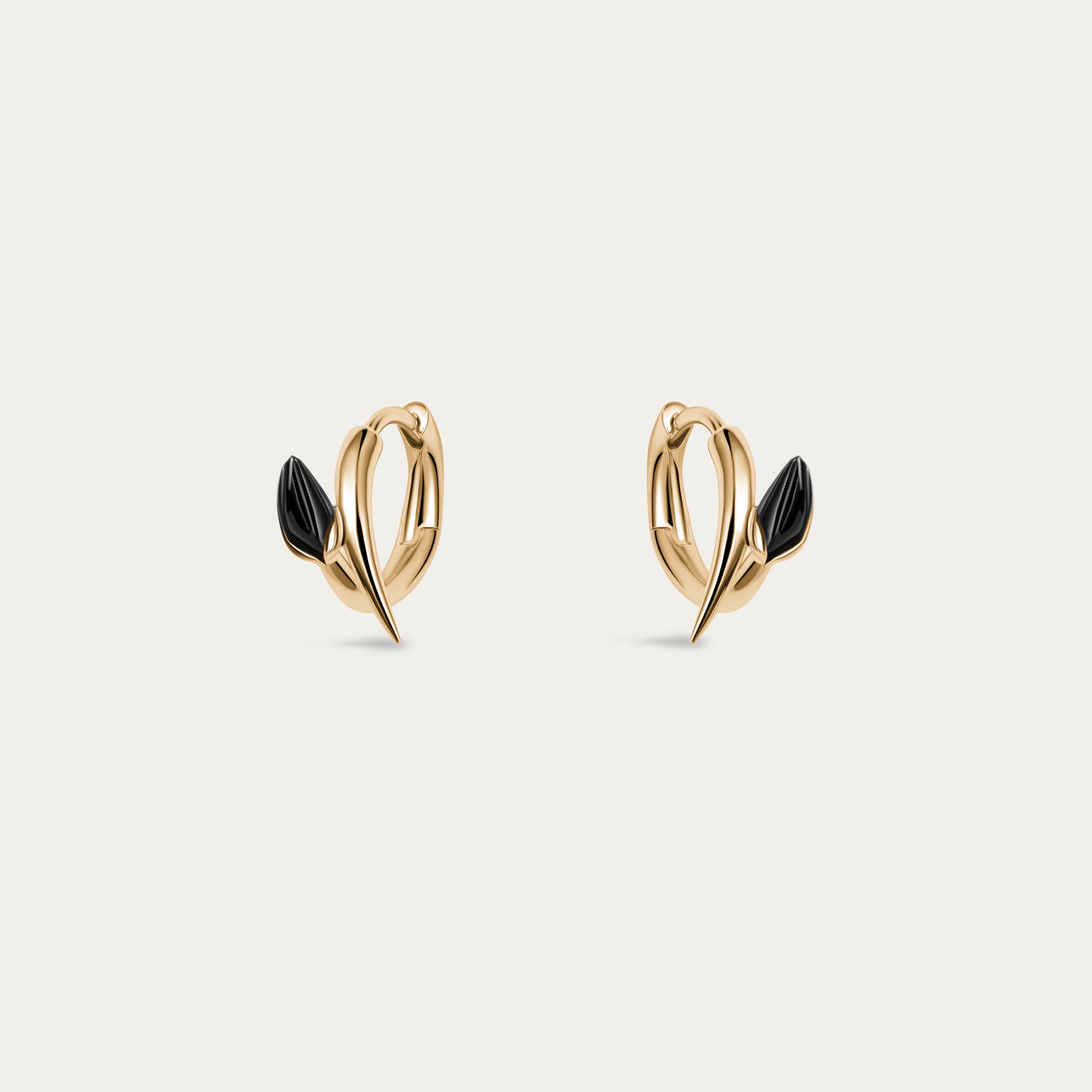 Shaun Leane Iconic Silhouettes Black Orchid Bud Hoop Earrings - Yellow Gold Vermeil