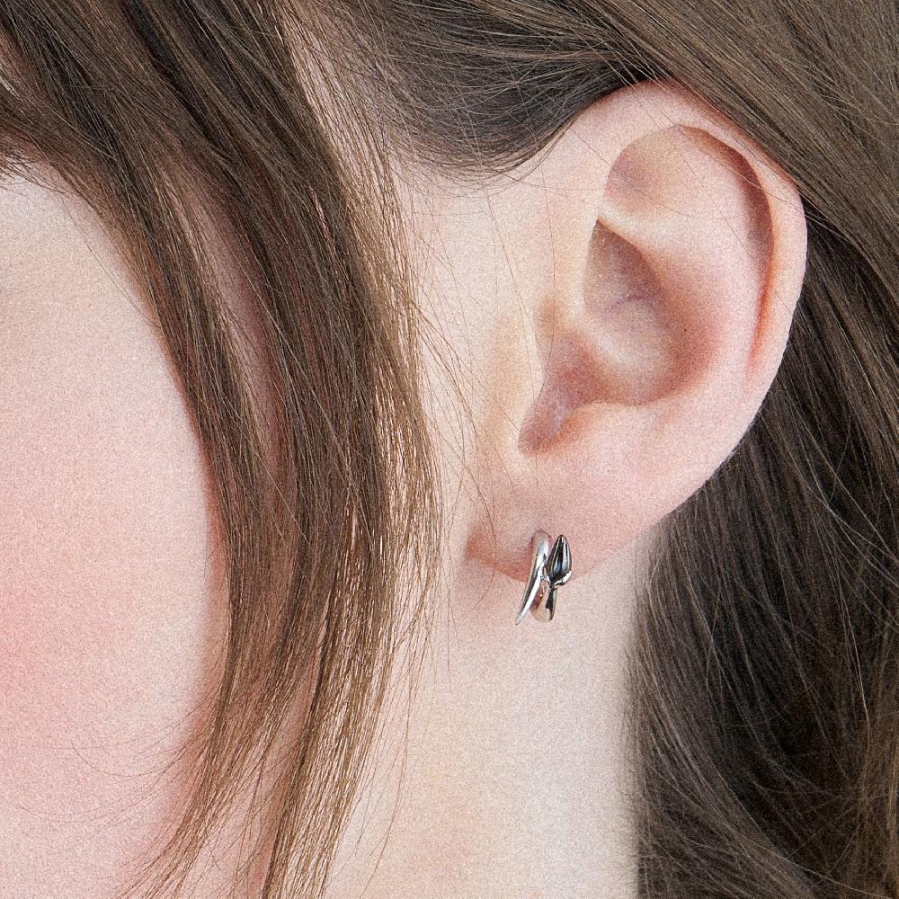 Shaun Leane Iconic Silhouettes Black Orchid Bud Hoop Earrings - Silver