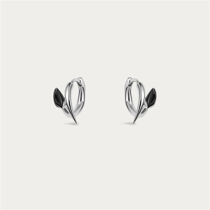 Shaun Leane Iconic Silhouettes Black Orchid Bud Hoop Earrings - Silver