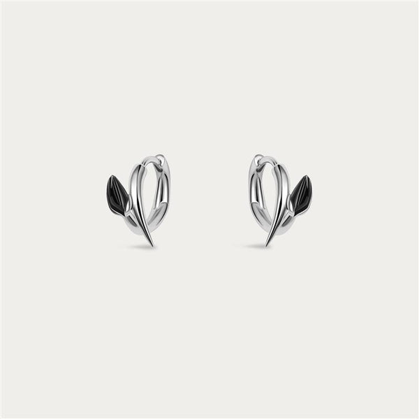 shaun leane Iconic Silhouettes Black Orchid Bud Hoop earrings - Silver