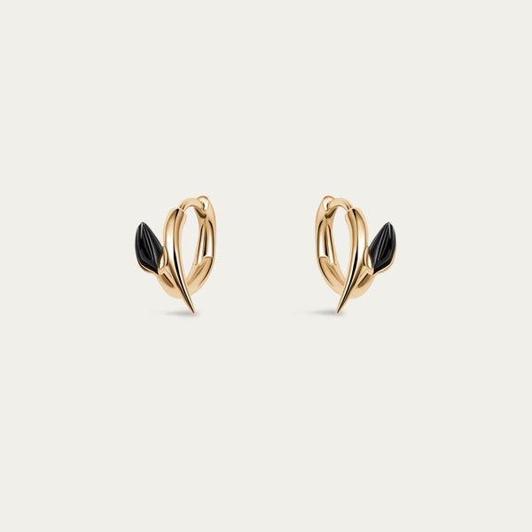 shaun leane Iconic Silhouettes Black Orchid Bud Hoop earrings - Yellow Gold Vermeil