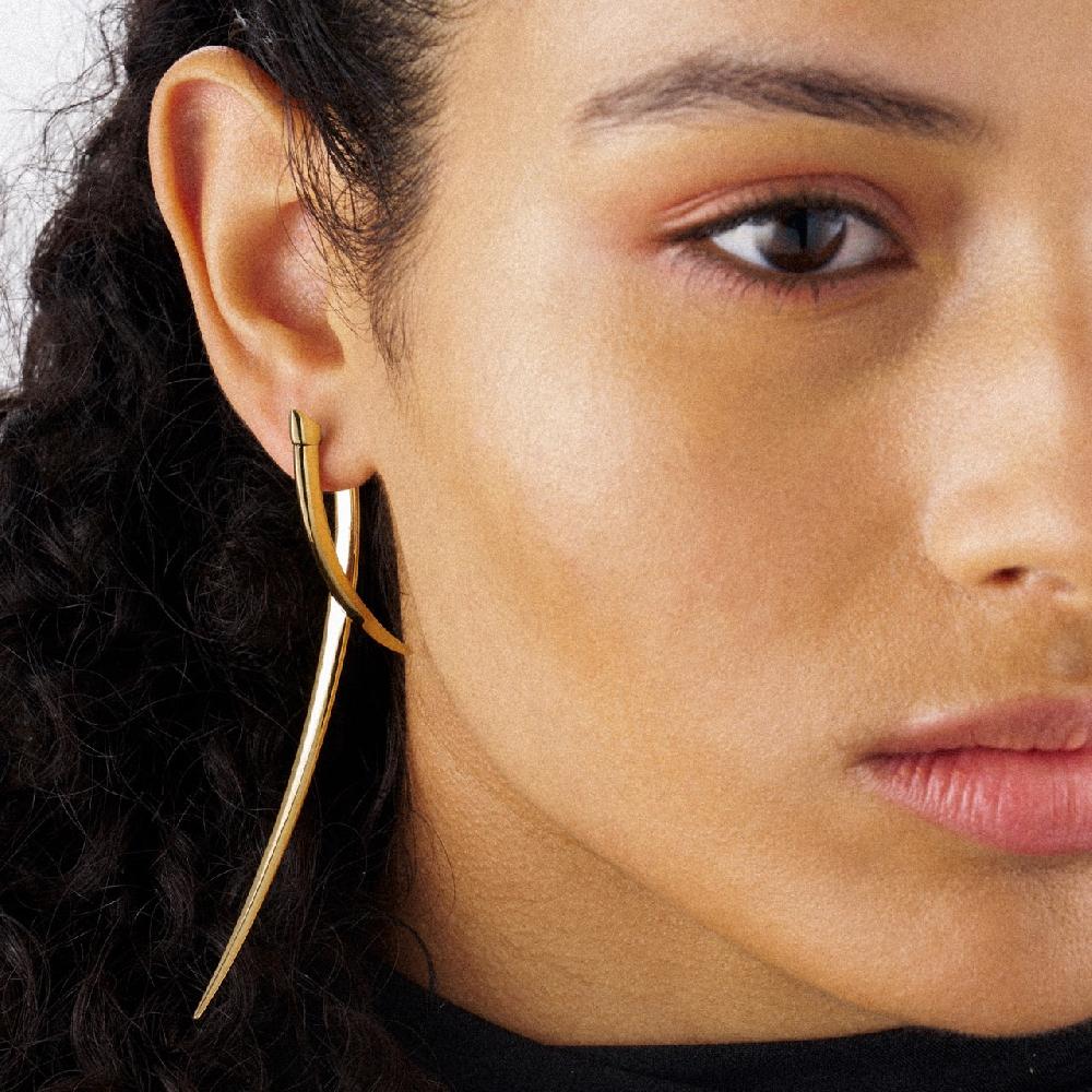 Shaun Leane Iconic Silhouettes Sabre Statement Crossover Earrings - Yellow Gold Vermeil