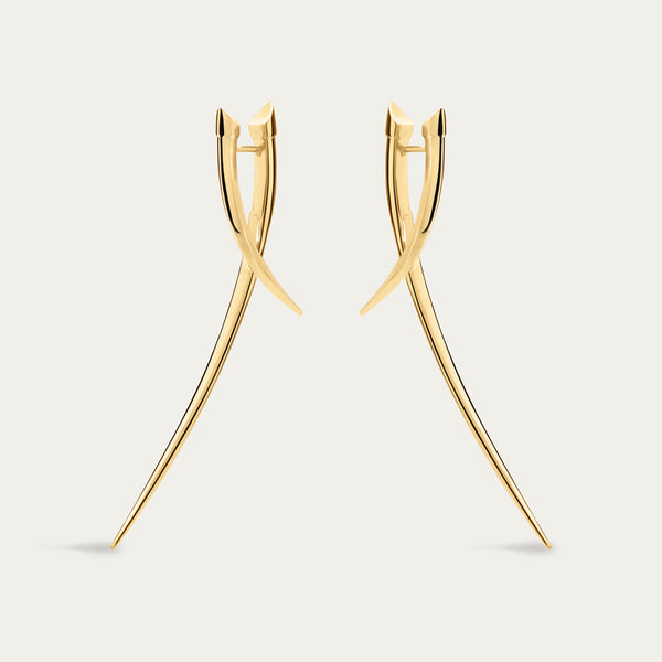 shaun leane Iconic Silhouettes Sabre Statement Crossover Earrings - Yellow Gold Vermeil