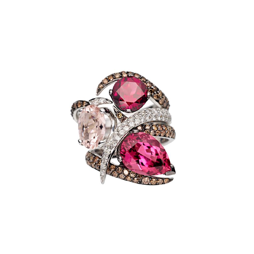 Shaun Leane Interlocking Aurora Ring - 18ct White Gold & 2.31ct Morganite