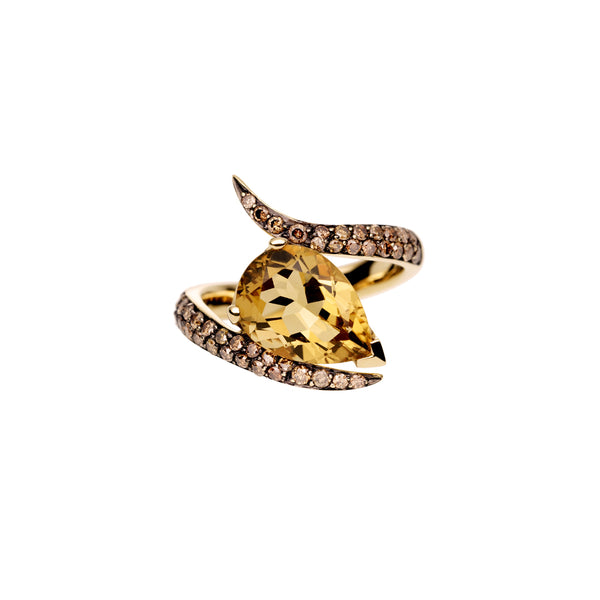 shaun leane Interlocking Aurora Ring - 18ct Yellow Gold & 3.24ct Champagne Quartz