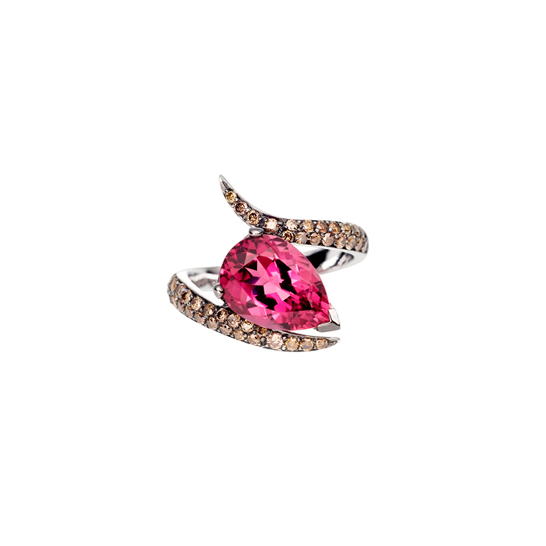 Shaun Leane Interlocking Aurora Ring Set - 18ct White Gold & Pink Tourmaline Morganite Rhodalite