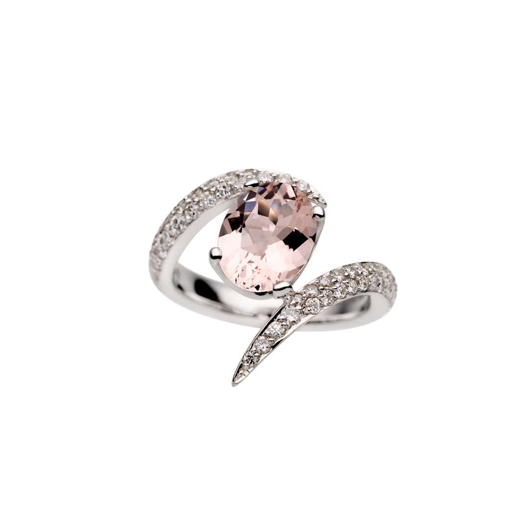 Shaun Leane Interlocking Aurora Ring Set - 18ct White Gold & Pink Tourmaline Morganite Rhodalite