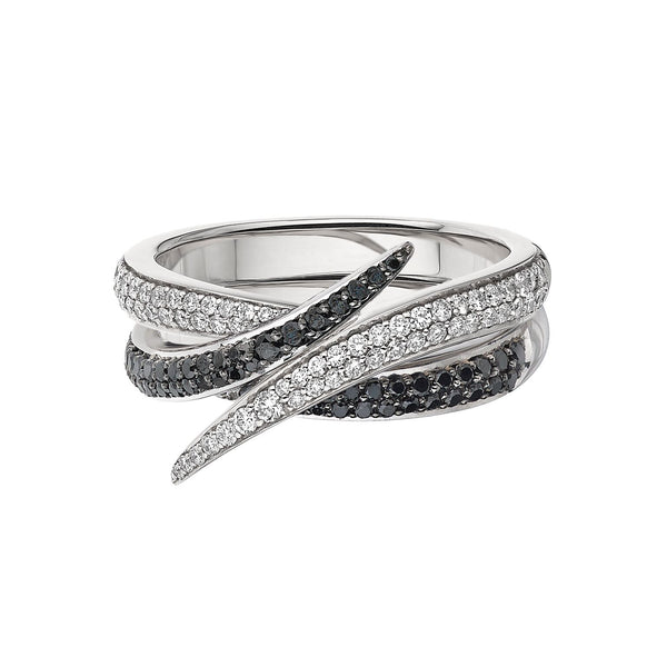 shaun leane Interlocking Duo Ring - 18ct White Gold Black and White Diamond