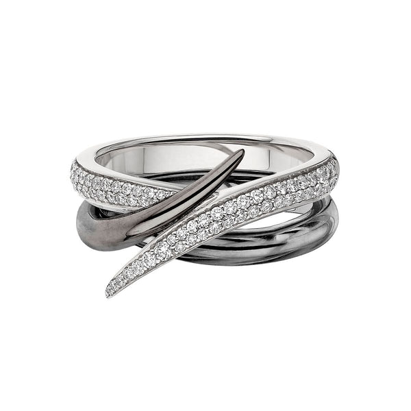 shaun leane Interlocking Duo Ring - Black Rhodium & White Diamond