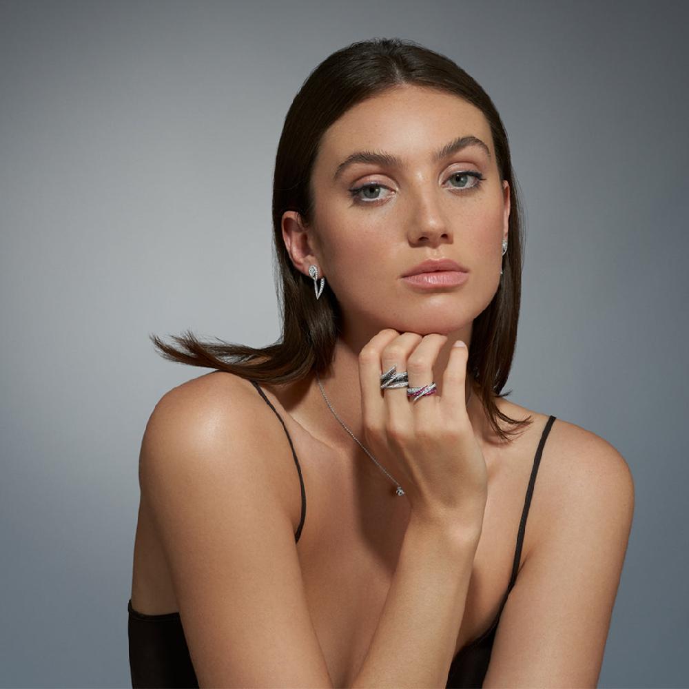 Shaun Leane Interlocking Duo Ring - White Diamond & Pink Sapphire