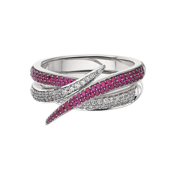 shaun leane Interlocking Duo Ring - White Diamond & Pink Sapphire