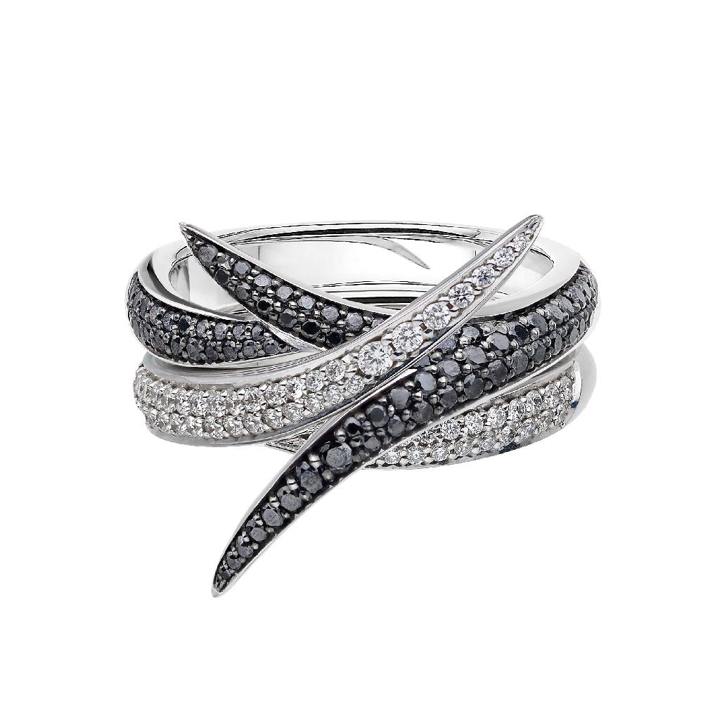 Shaun Leane Interlocking Embrace Ring - 18ct White Gold & Black Diamond