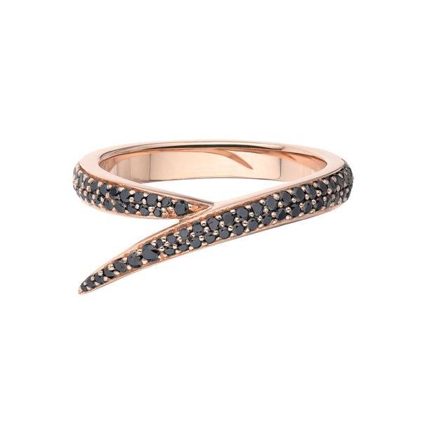 shaun leane Interlocking Single Ring - 18ct Rose Gold & Black Diamond