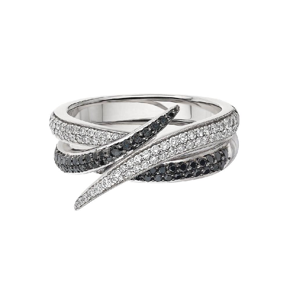 Shaun Leane Interlocking Single Ring - 18ct White Gold & Black Diamond