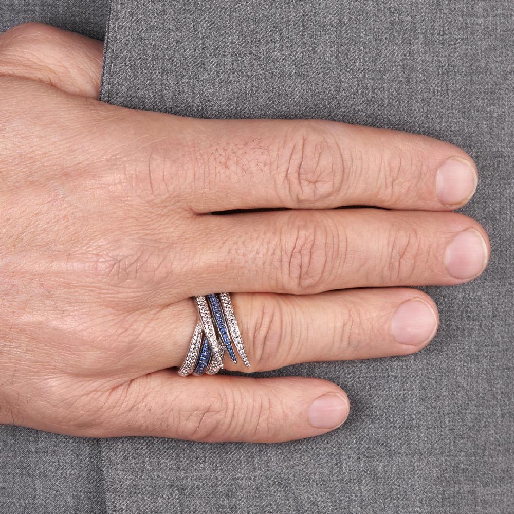 Shaun Leane Interlocking Single Ring - 18ct White Gold & Blue Sapphire