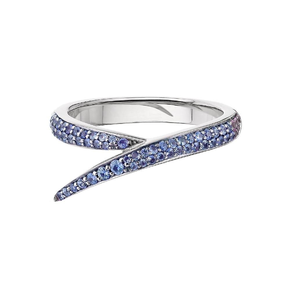 Shaun Leane Interlocking Single Ring - 18ct White Gold & Blue Sapphire