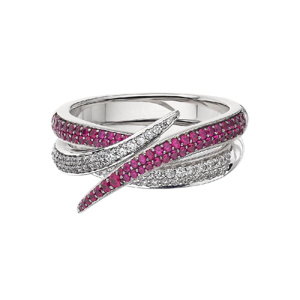 Shaun Leane Interlocking Single Ring - 18ct White Gold & Pink Sapphire
