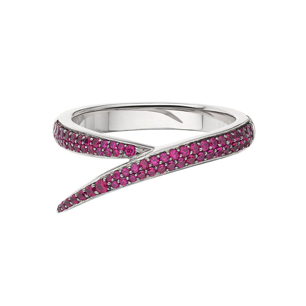 shaun leane Interlocking Single Ring - 18ct White Gold & Ruby