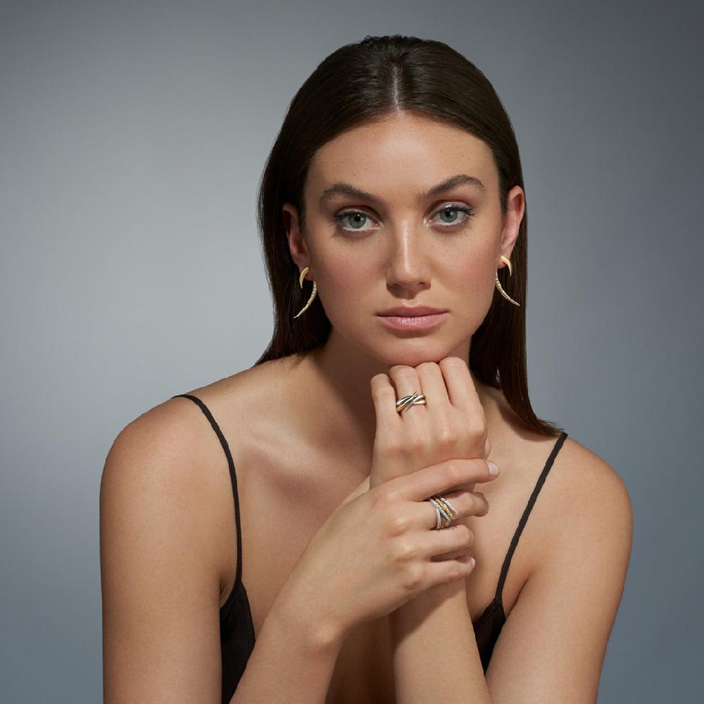 Shaun Leane Interlocking Stacked Ring - 18ct White And Yellow Gold & Yellow Sapphire And White Diamond