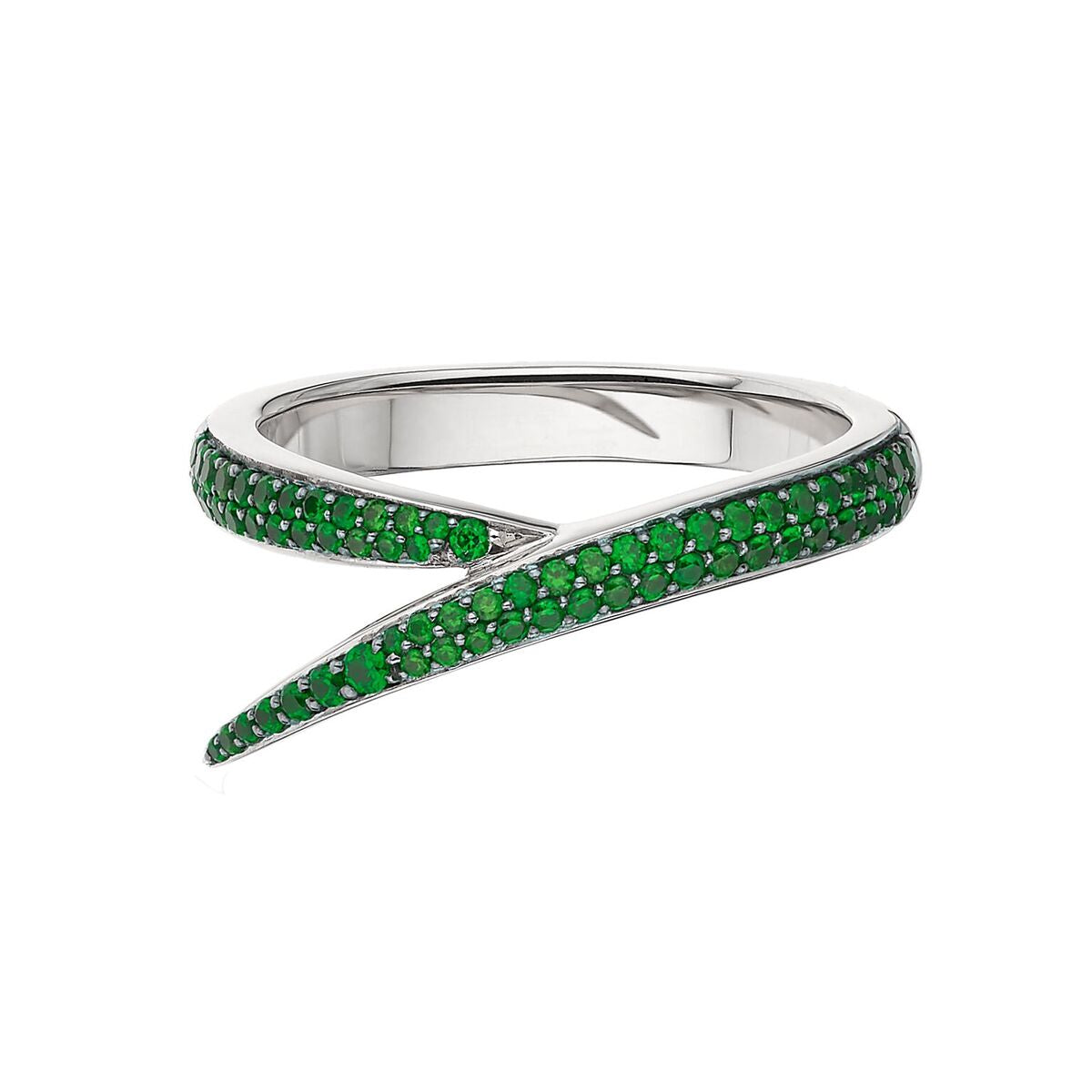 Shaun Leane Interlocking Stacked Ring - 18ct White Gold & White Diamond And Tsavorite