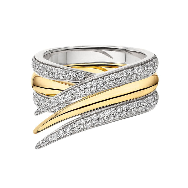 shaun leane Interlocking Stacked Ring - 18ct Yellow Gold & Diamond