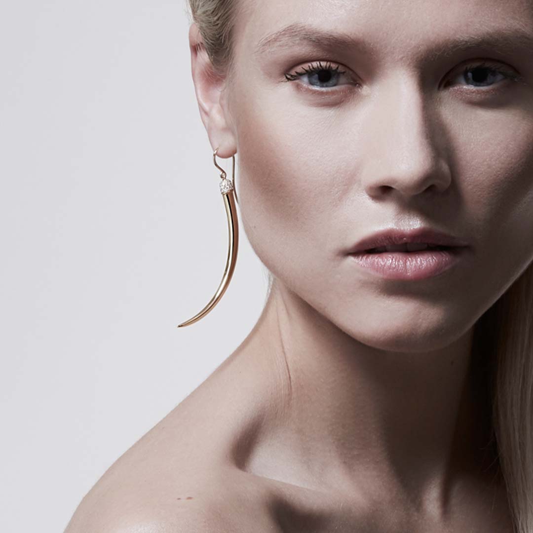 Shaun Leane No.1 Large Earrings - Yellow Gold Vermeil & Diamond Pavé