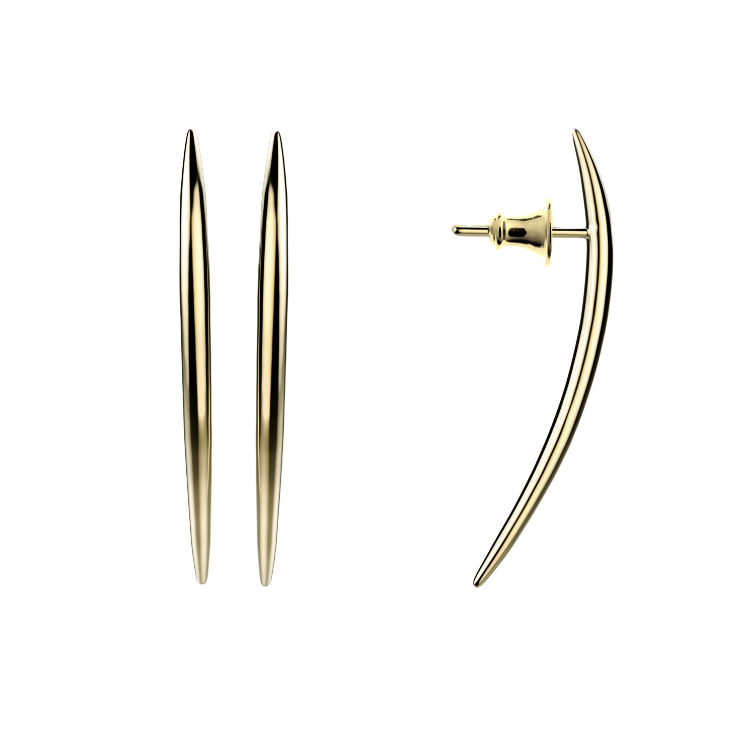 Shaun Leane Quill Long Drop Earrings - Yellow Gold Vermeil
