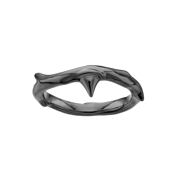 shaun leane Rose Thorn Band Ring - Silver Black Rhodium