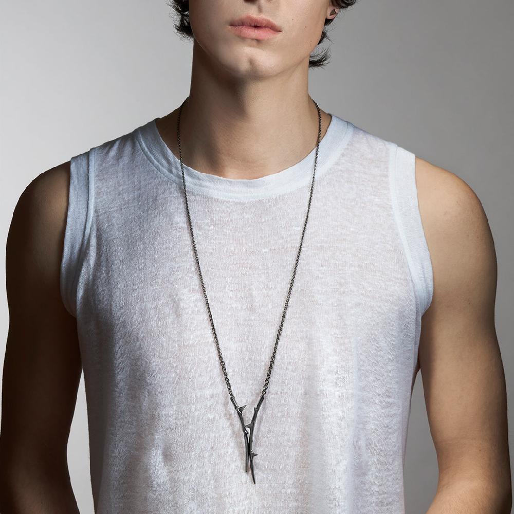 Shaun Leane Rose Thorn Drop Lariat - Silver Black Rhodium