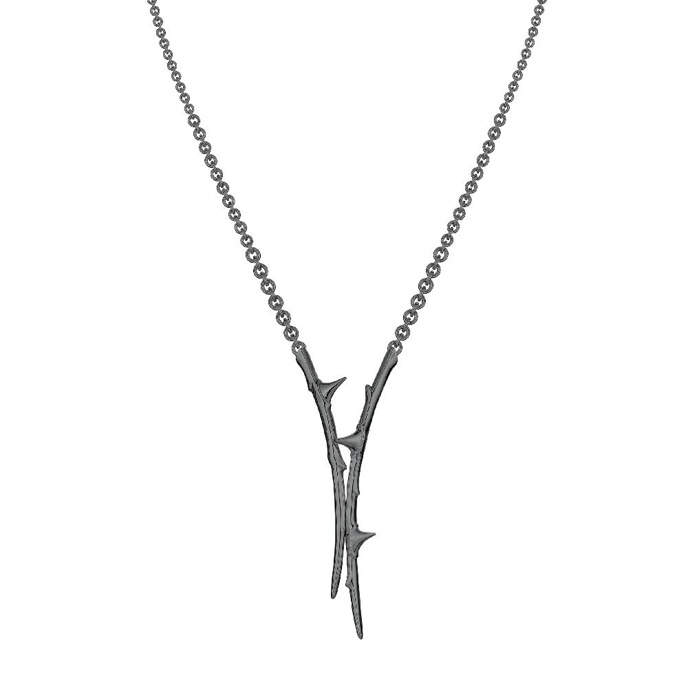 Shaun Leane Rose Thorn Drop Lariat - Silver Black Rhodium