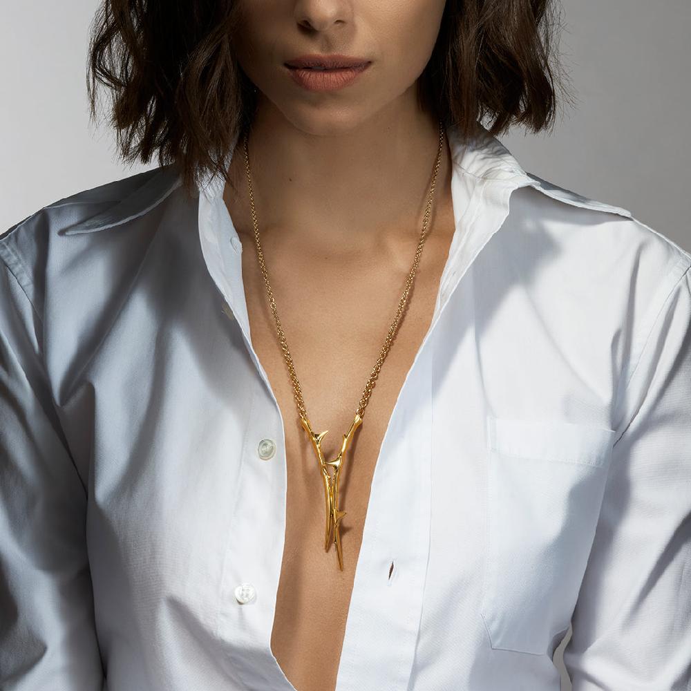 Shaun Leane Rose Thorn Drop Lariat - Yellow Gold Vermeil