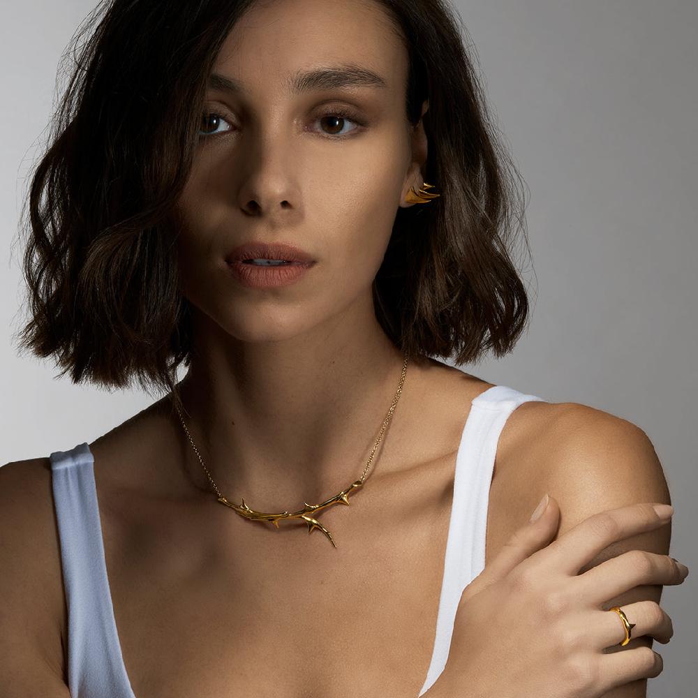 Shaun Leane Rose Thorn Horizontal Necklace - Yellow Gold Vermeil